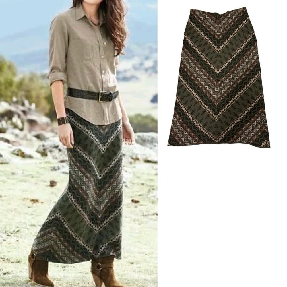 Peruvian Connection skirt L Vintage Women Olive Green Fair Isle Pencil Hidalgo